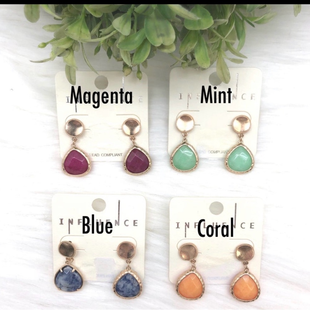 Women's Drop Earrings - Magenta, Mint, Coral